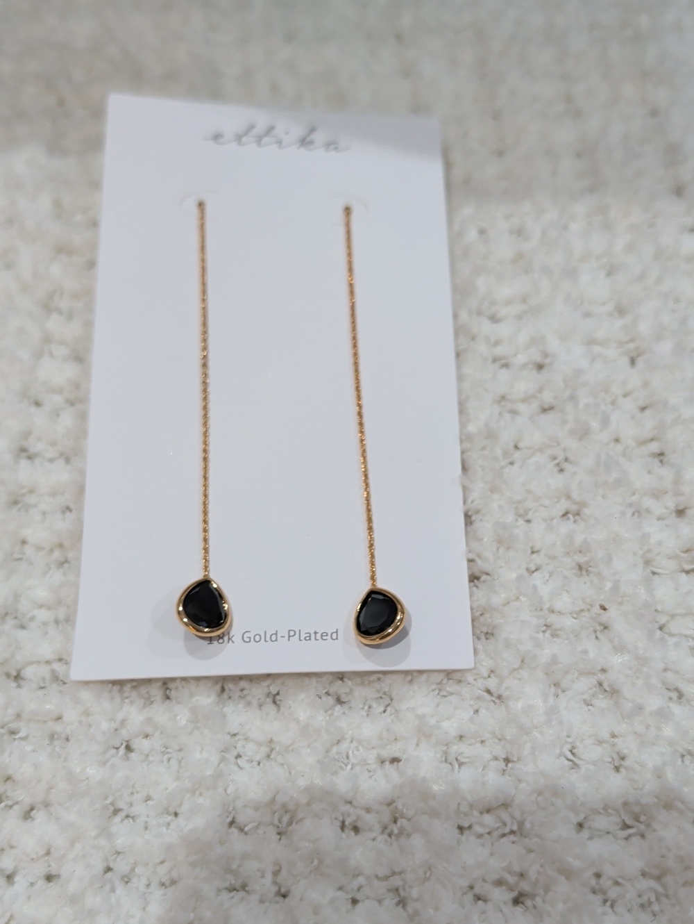ellika Teardrop Earrings in Black & Gold NWT